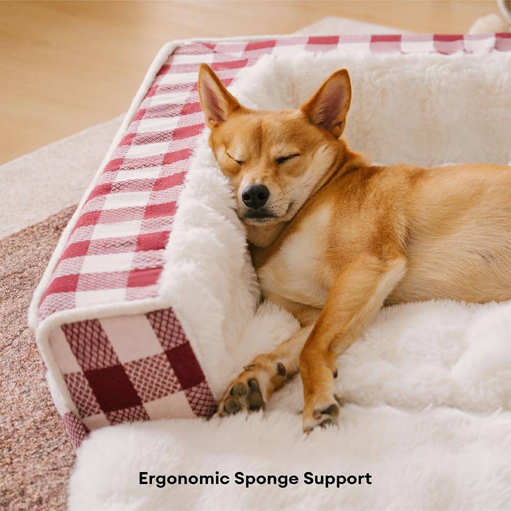 Letto per cani ergonomico a quadri classici - Espandibile e lavabile