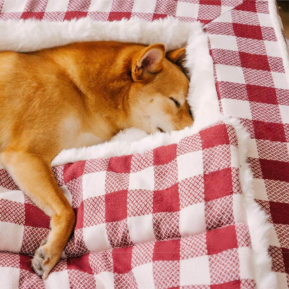 Letto per cani ergonomico a quadri classici - Espandibile e lavabile