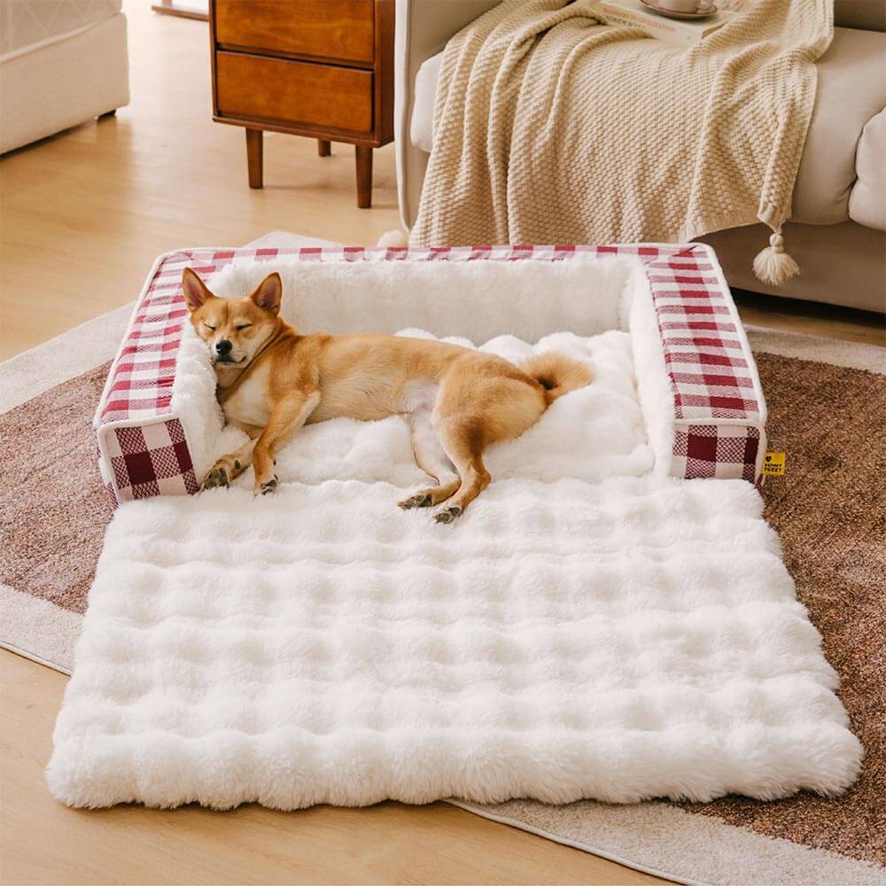 Letto per cani ergonomico a quadri classici - Espandibile e lavabile