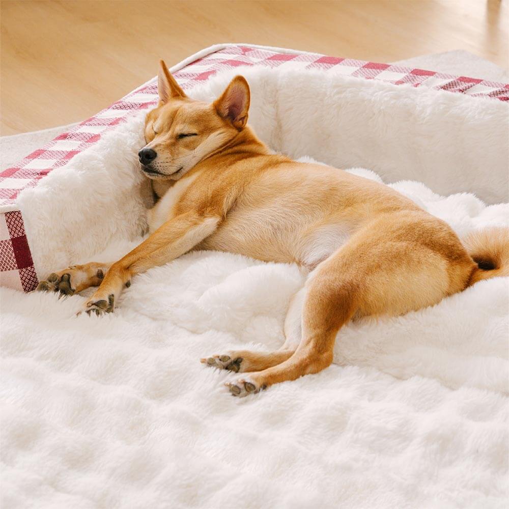 Letto per cani ergonomico a quadri classici - Espandibile e lavabile