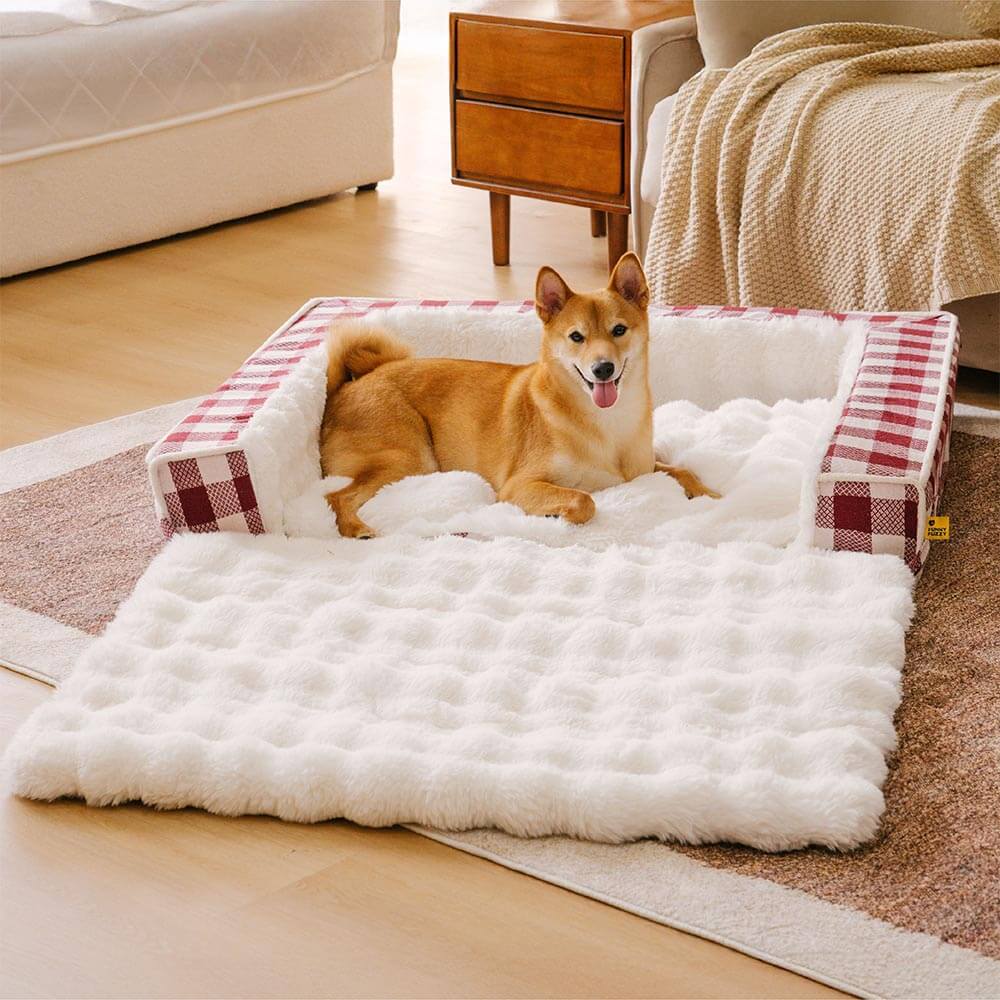Letto per cani ergonomico a quadri classici - Espandibile e lavabile