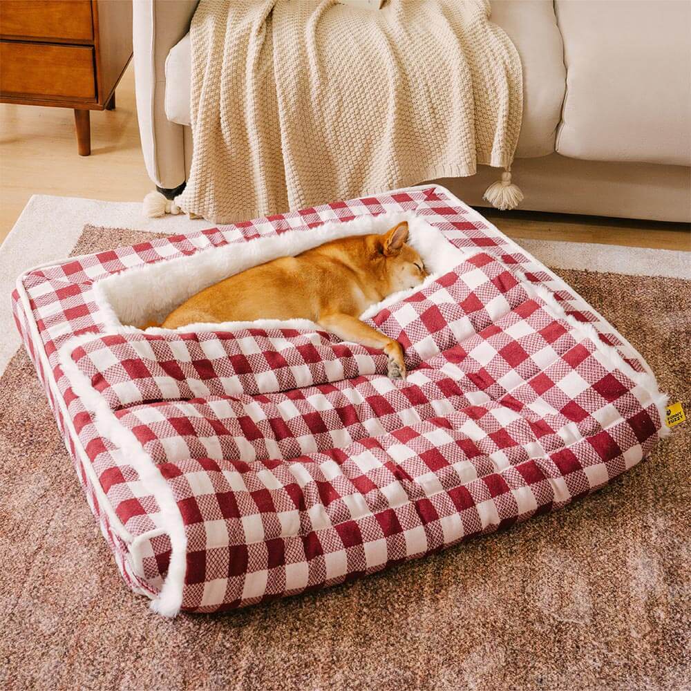 Letto per cani ergonomico a quadri classici - Espandibile e lavabile