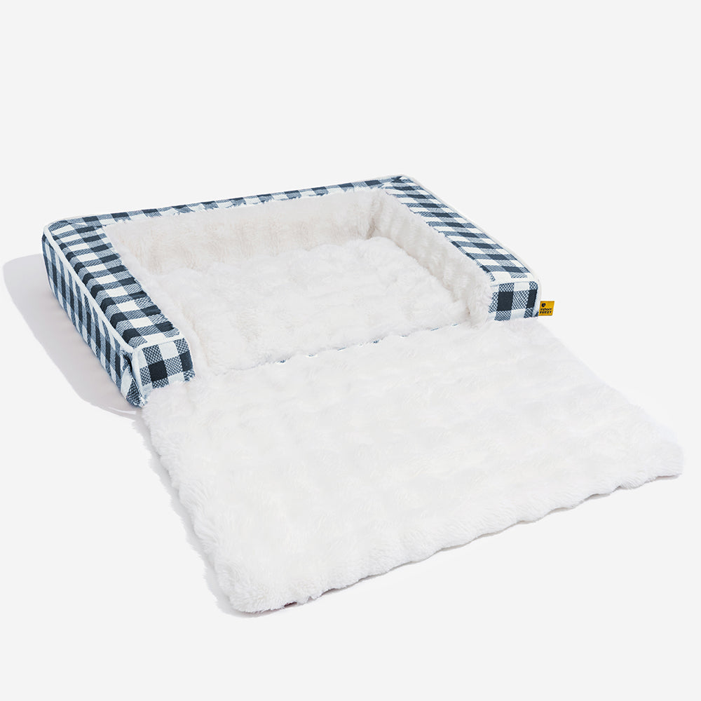 Letto per cani ergonomico a quadri classici - Espandibile e lavabile