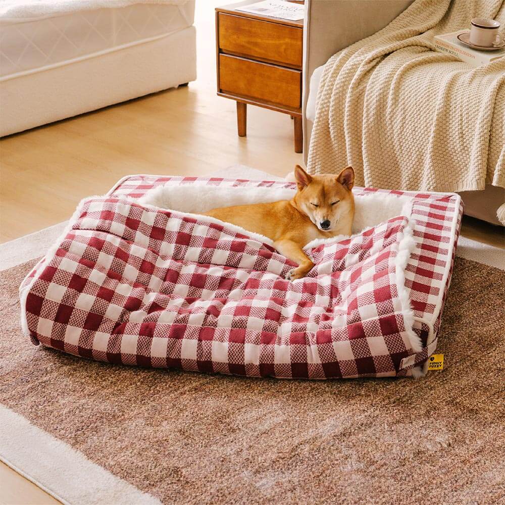 Letto per cani ergonomico a quadri classici - Espandibile e lavabile