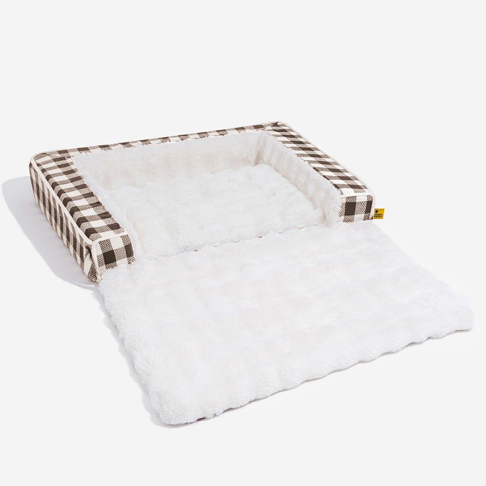 Letto per cani ergonomico a quadri classici - Espandibile e lavabile