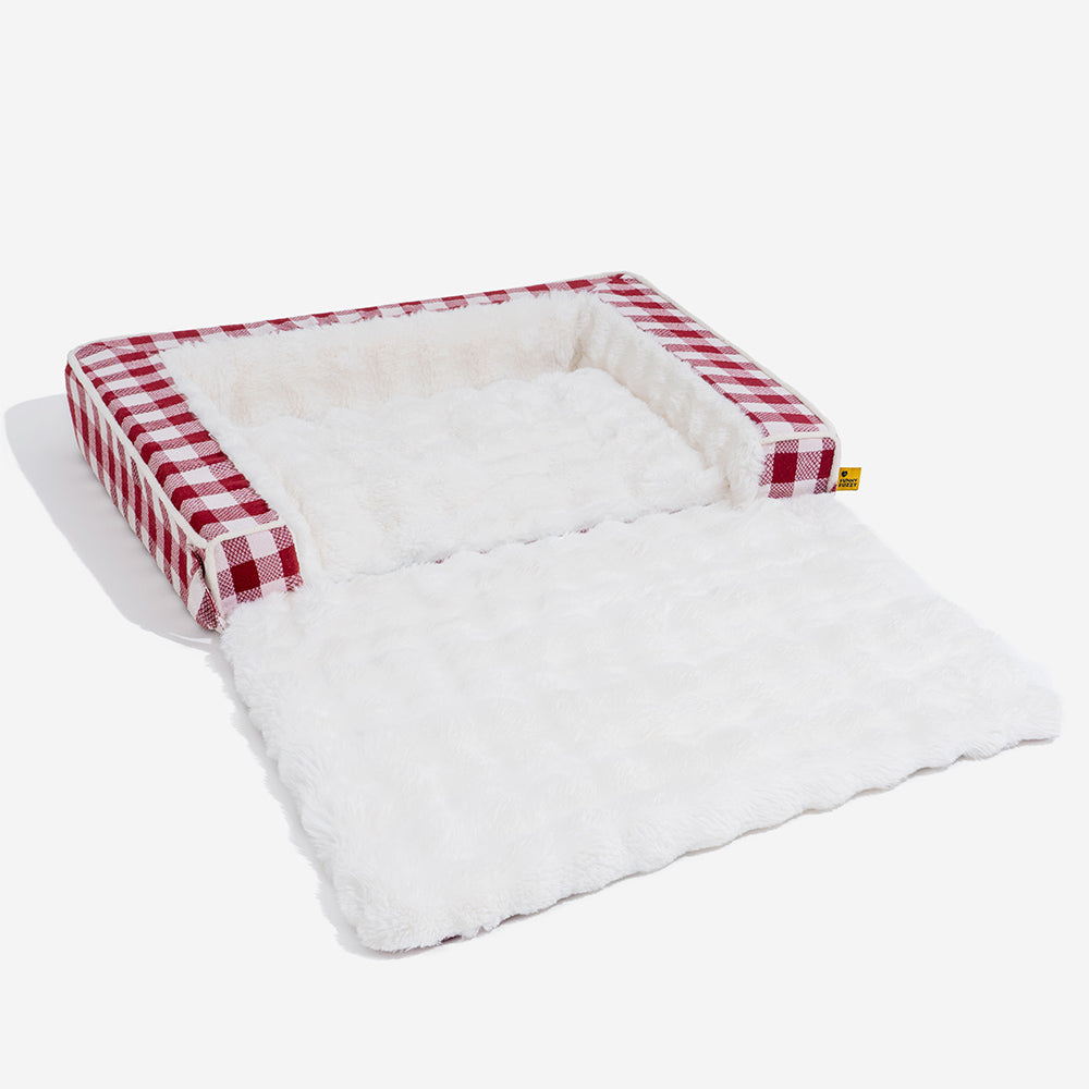 Letto per cani ergonomico a quadri classici - Espandibile e lavabile