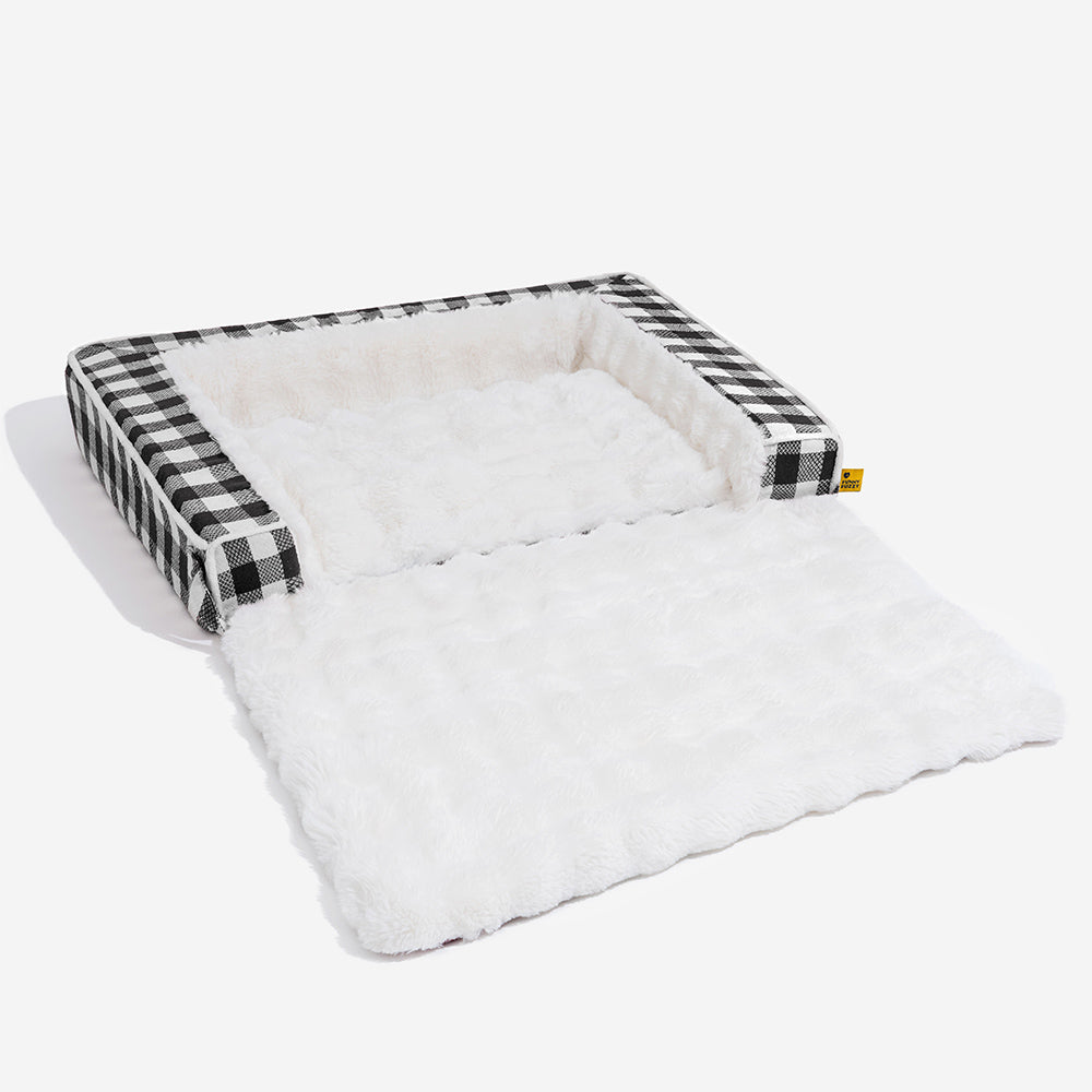 Letto per cani ergonomico a quadri classici - Espandibile e lavabile