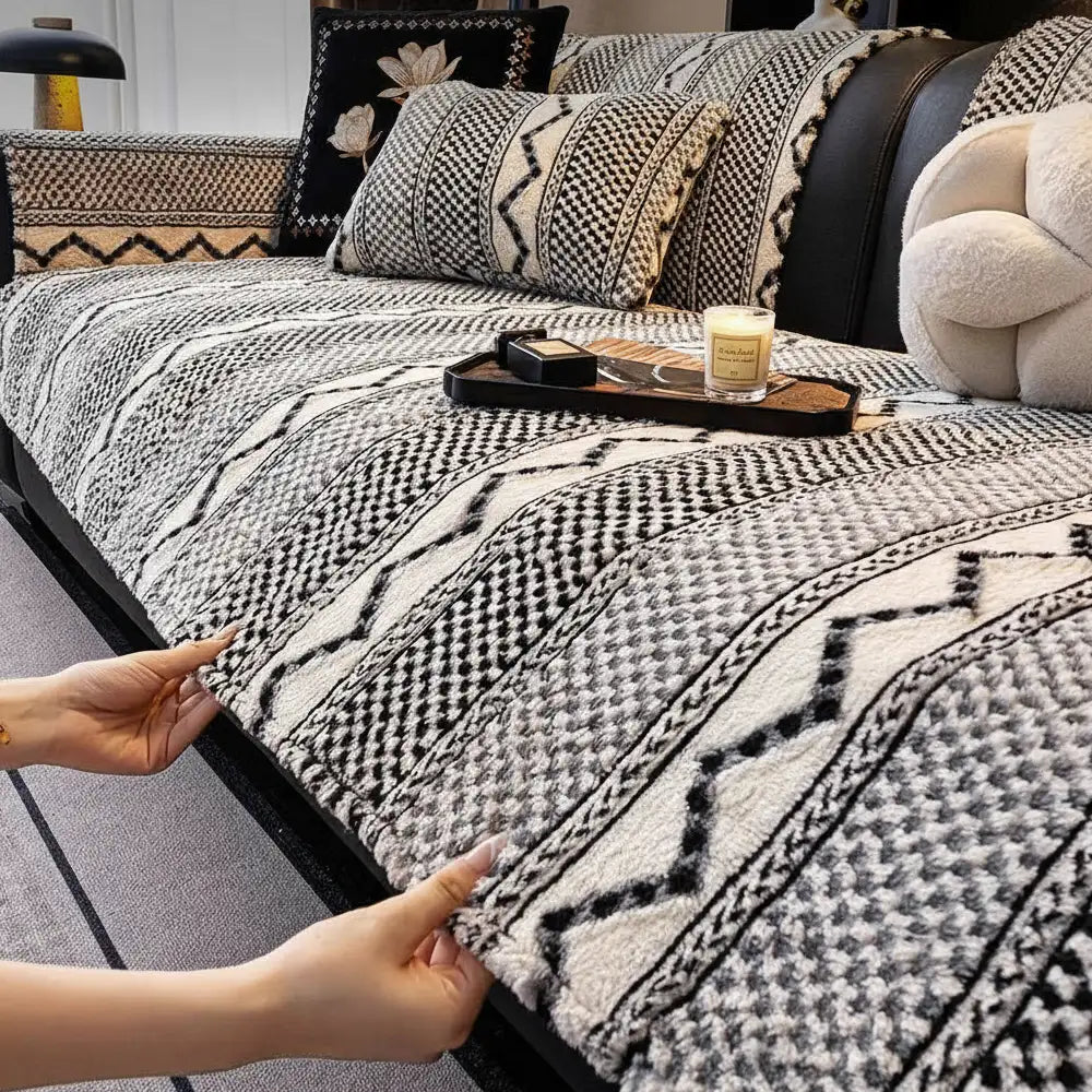 Copertura per divano classica in plaid, resistente ai graffi, comoda e antiscivolo.