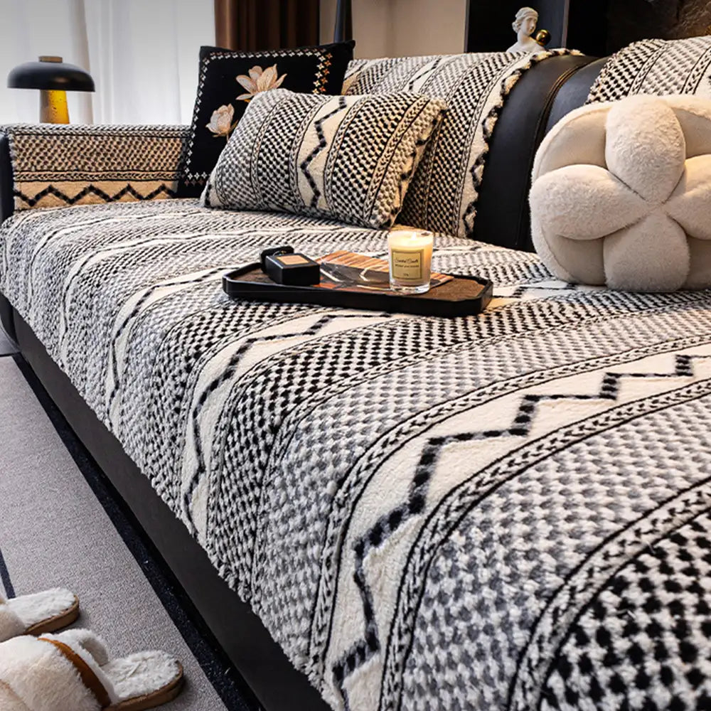 Copertura per divano classica in plaid, resistente ai graffi, comoda e antiscivolo.