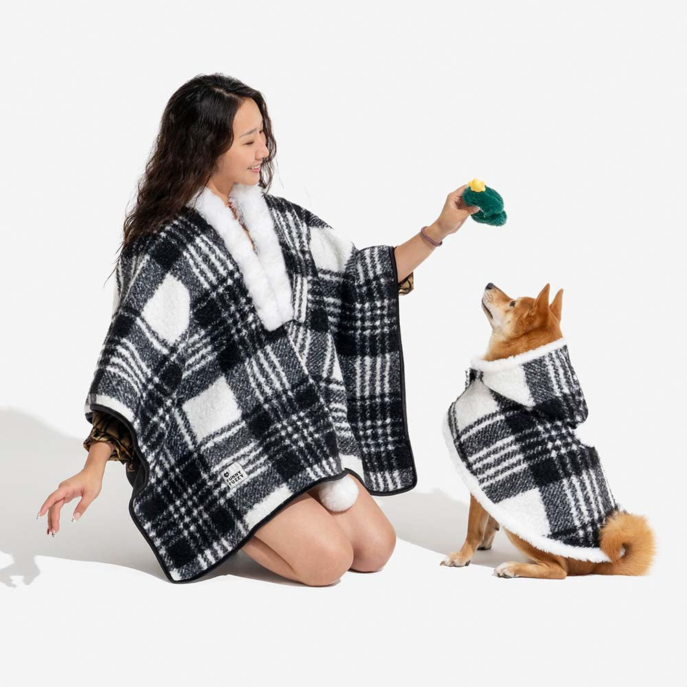 Poncho Classico a Quadri Caldo per Umani e Cani - Compagni Festivi