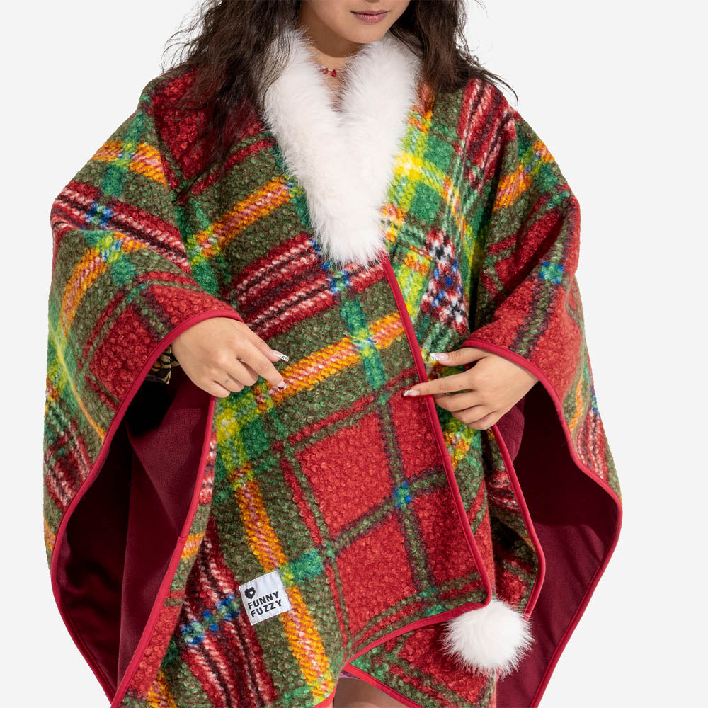Poncho Classico a Quadri Caldo per Umani e Cani - Compagni Festivi