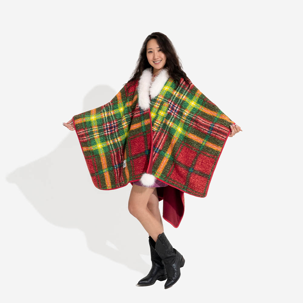 Poncho Classico a Quadri Caldo per Umani e Cani - Compagni Festivi