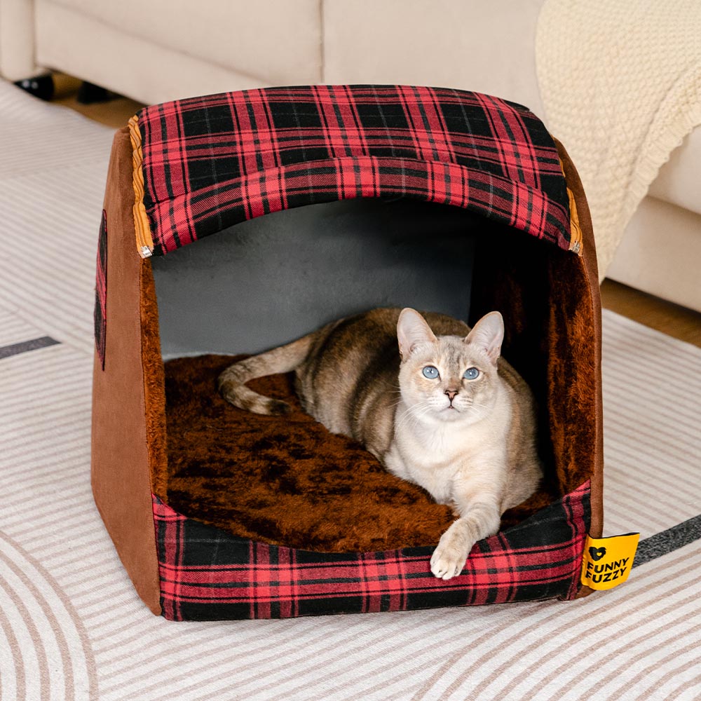 Letto ortopedico per gatti con plaid classico - Cabin Retreat