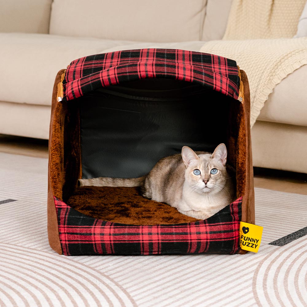 Letto ortopedico per gatti con plaid classico - Cabin Retreat