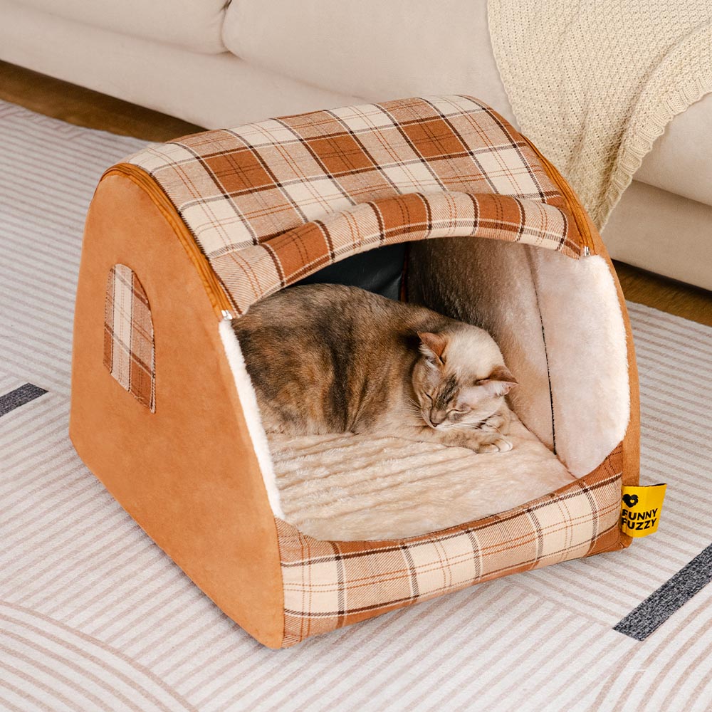 Letto ortopedico per gatti con plaid classico - Cabin Retreat