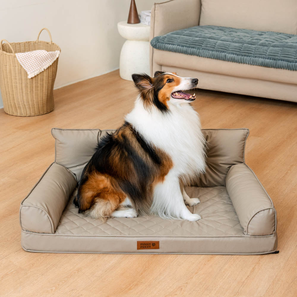 Letto per cani grande ortopedico pieghevole in finta pelle di lusso - CoreLounge