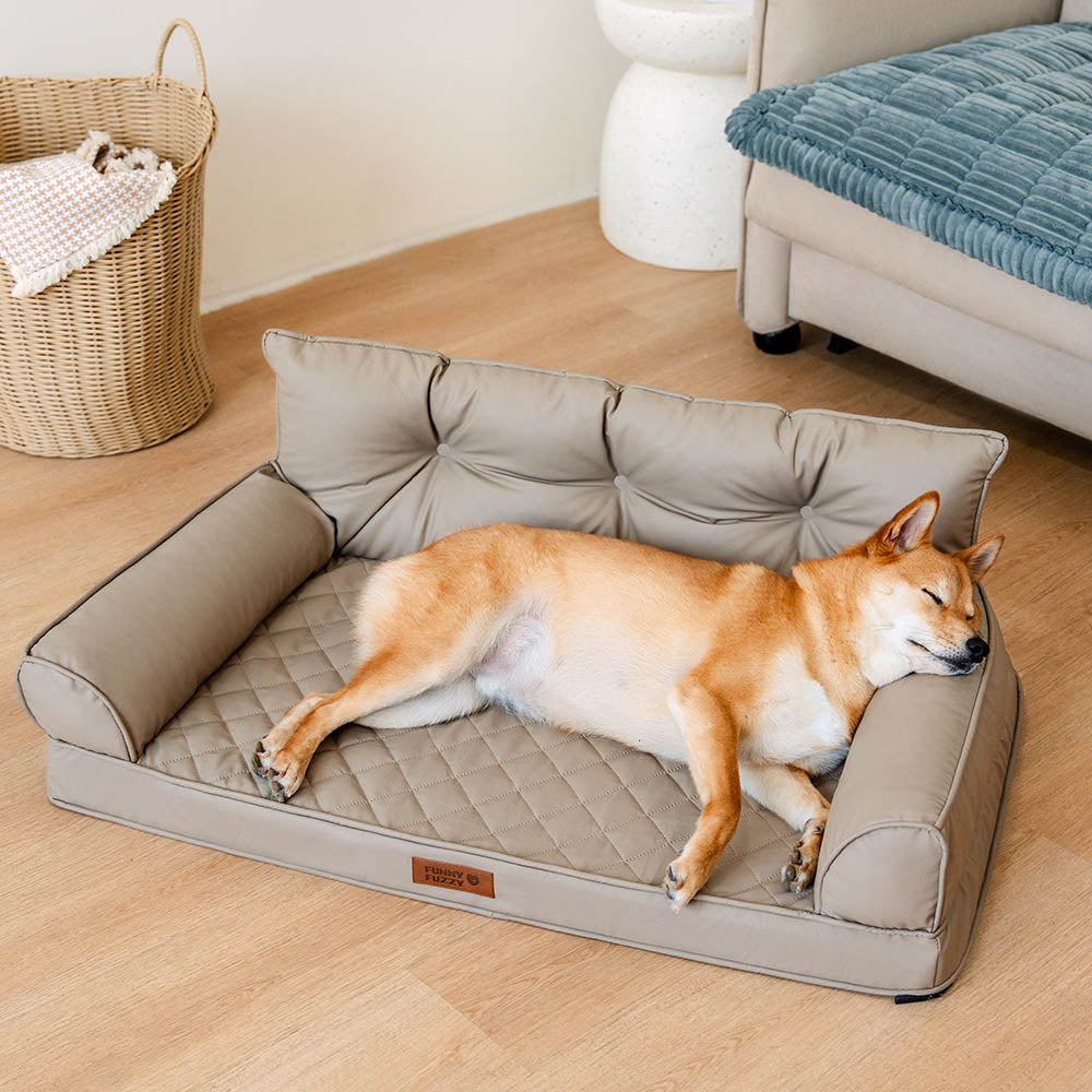 Letto per cani grande ortopedico pieghevole in finta pelle di lusso - CoreLounge