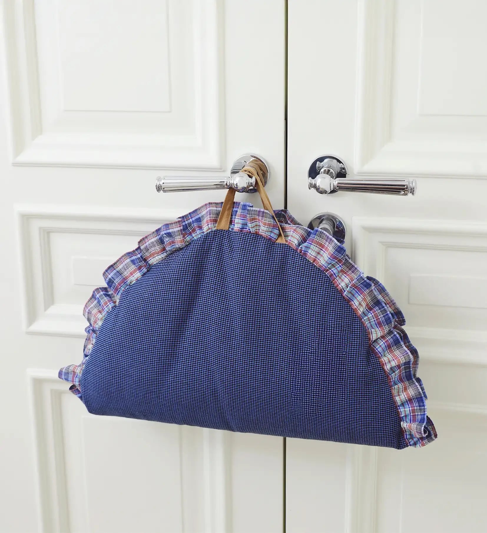 Tappeto per animali rotondo antiscivolo in stile country chic a quadri - Grande spazio