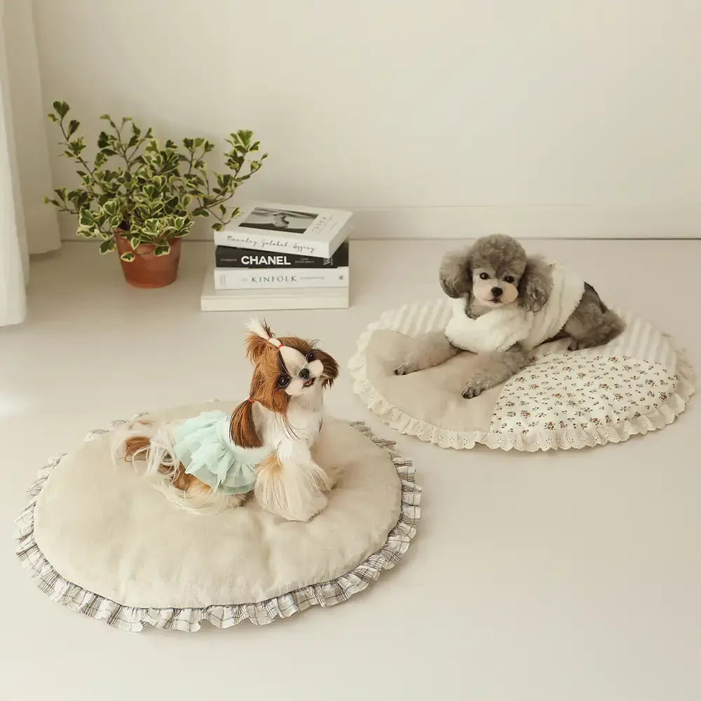 Tappeto per animali rotondo antiscivolo in stile country chic a quadri - Grande spazio
