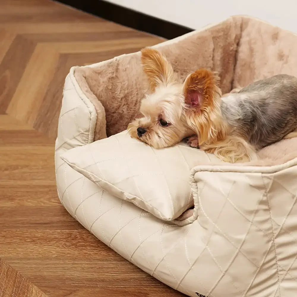 Letto quadrato per cani in pelle sintetica Cozy Diamond per cuccioli
