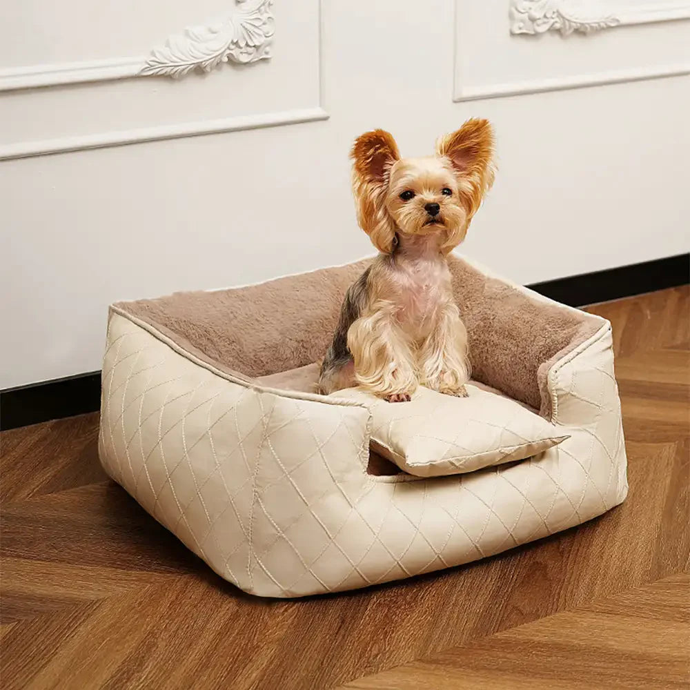 Letto quadrato per cani in pelle sintetica Cozy Diamond per cuccioli