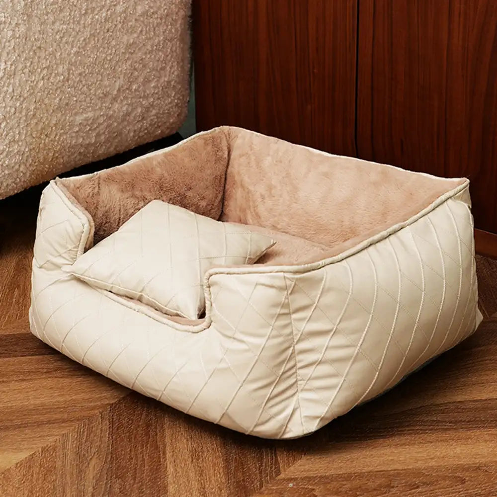 Letto quadrato per cani in pelle sintetica Cozy Diamond per cuccioli