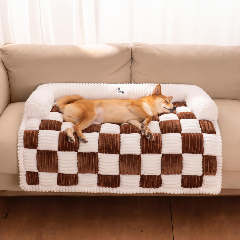 Copertura protettiva per mobili in plaid quadrato crema per cani accogliente