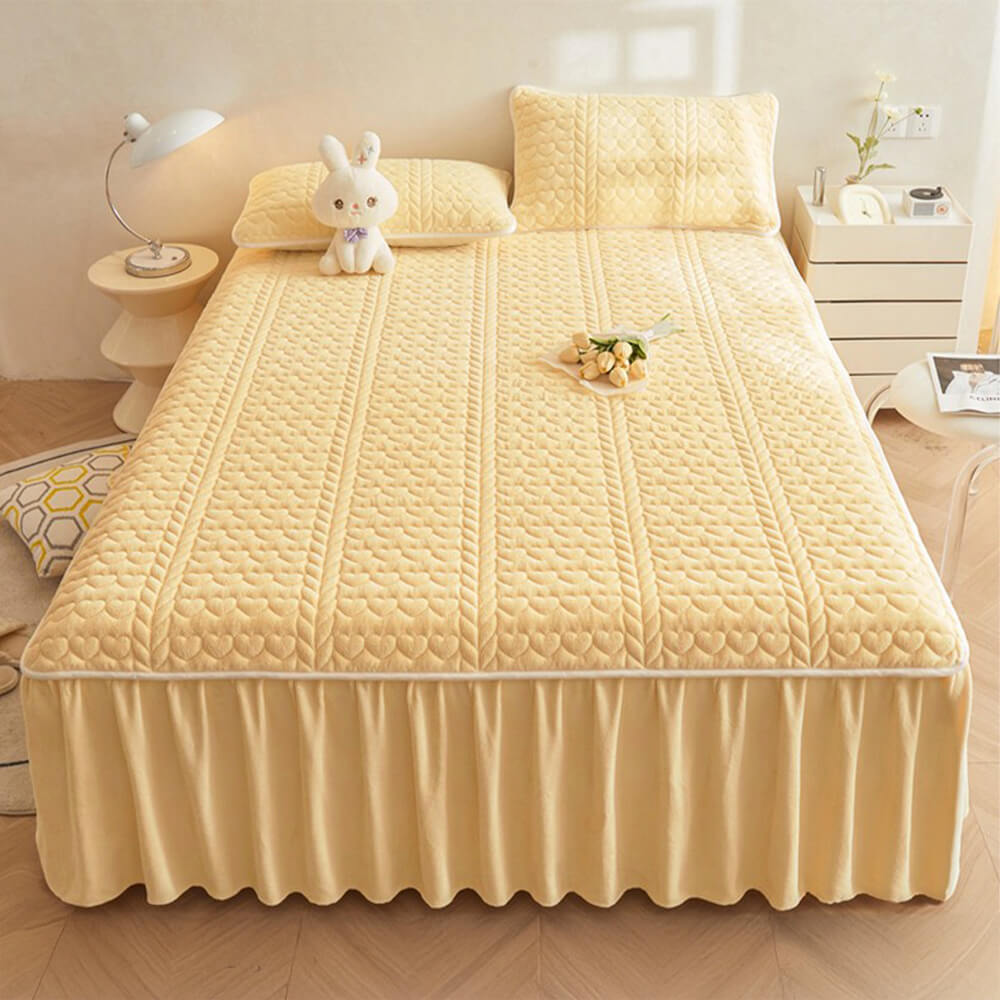 Set di Gambo Letto Trapuntato in Velluto di Latte Crema