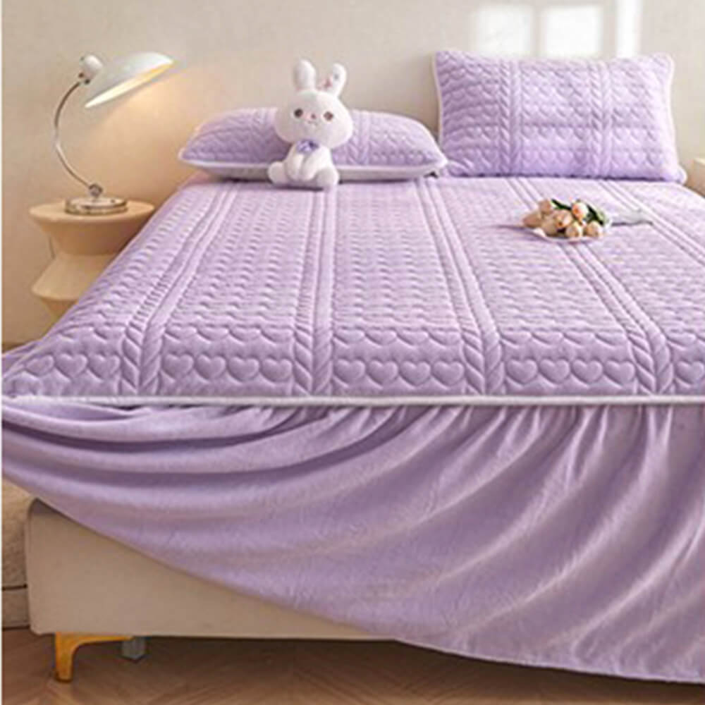 Set di Gambo Letto Trapuntato in Velluto di Latte Crema
