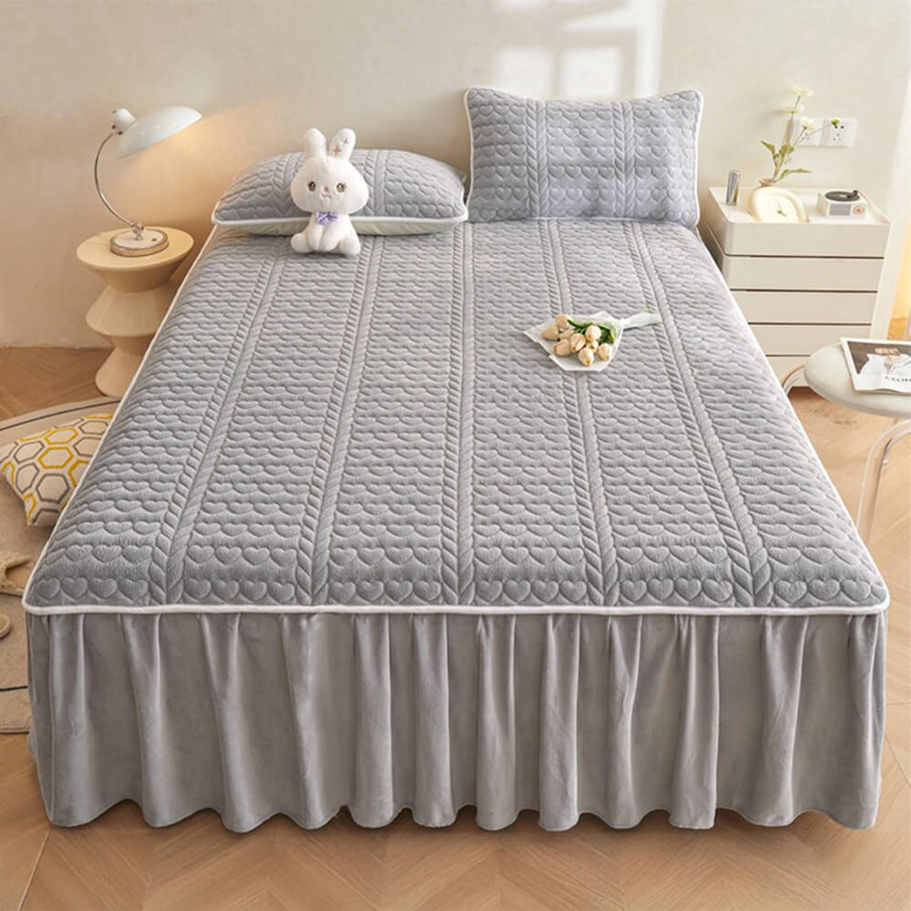 Set di Gambo Letto Trapuntato in Velluto di Latte Crema