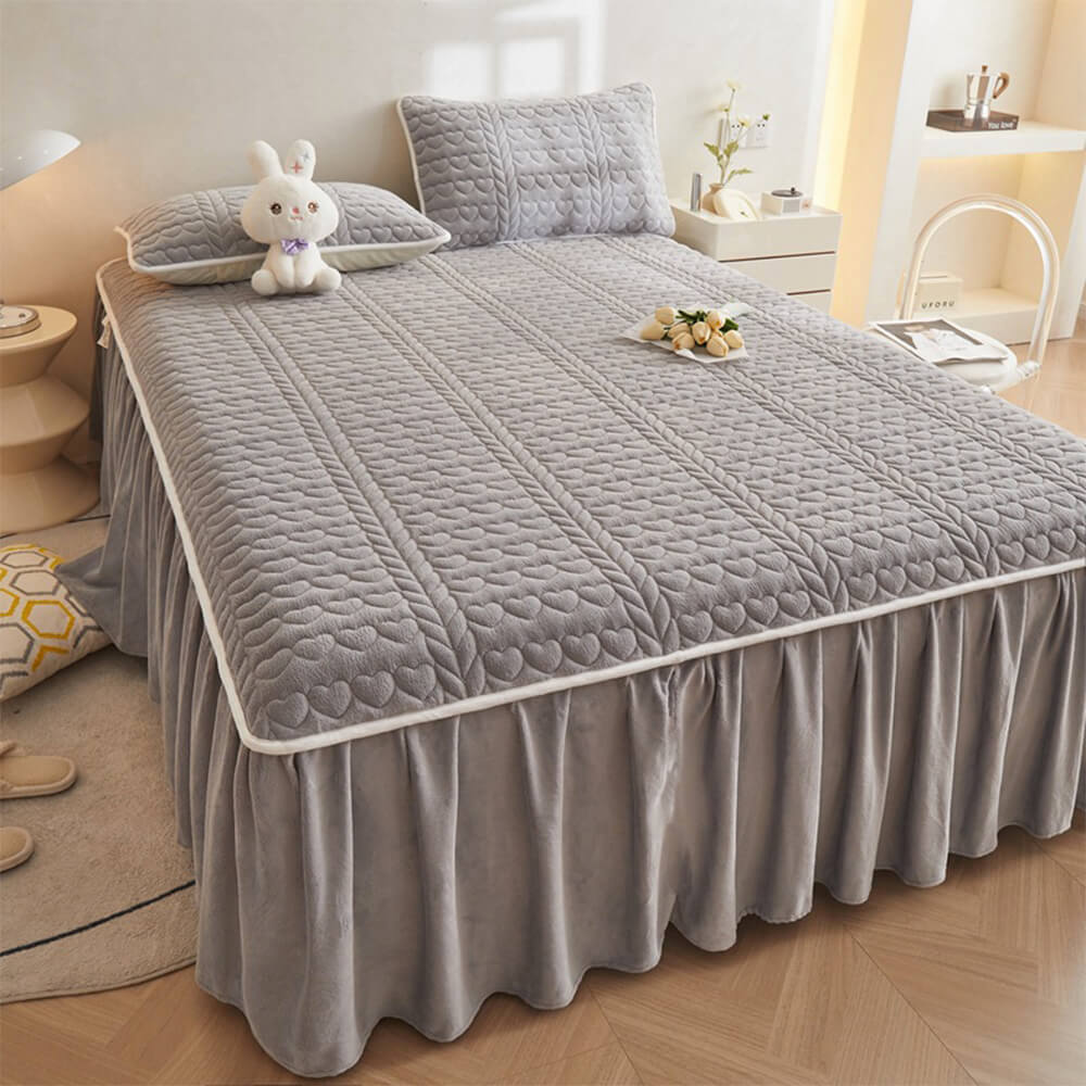 Set di Gambo Letto Trapuntato in Velluto di Latte Crema