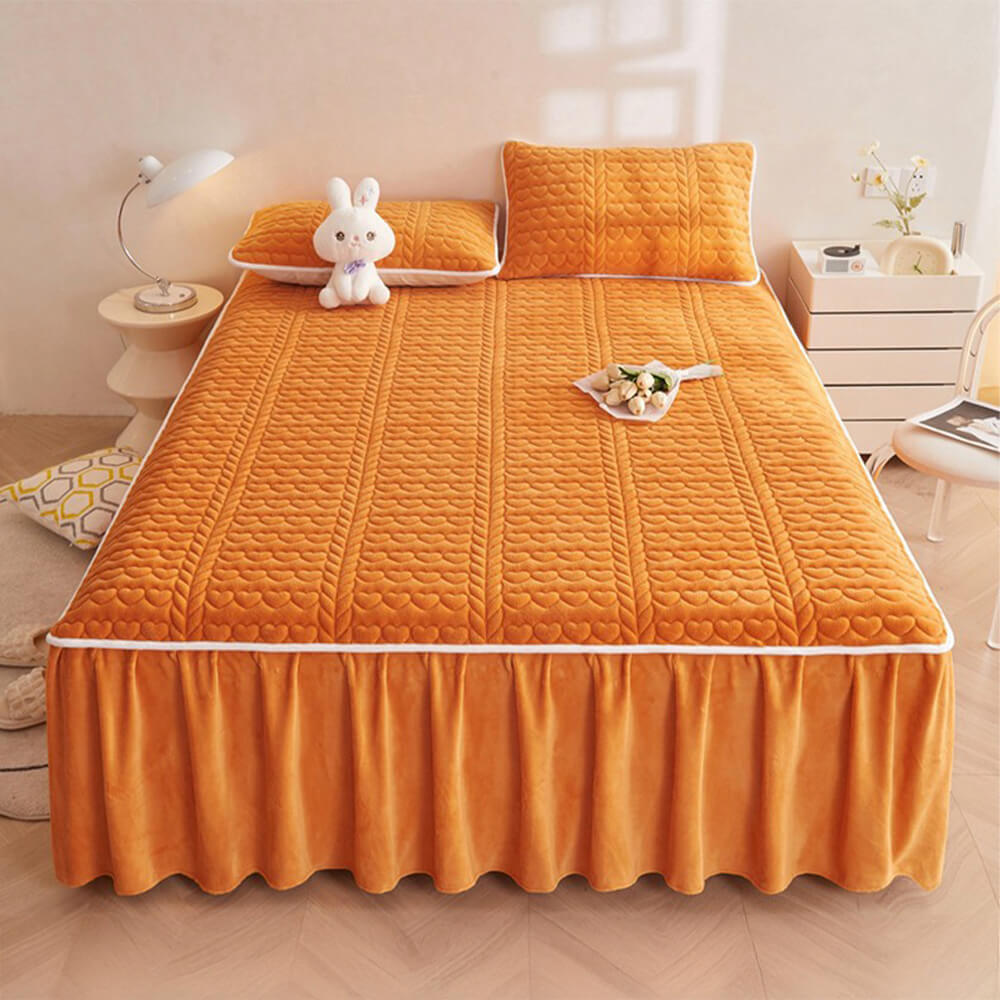 Set di Gambo Letto Trapuntato in Velluto di Latte Crema