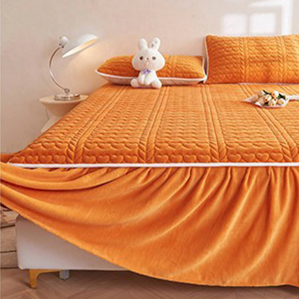 Set di Gambo Letto Trapuntato in Velluto di Latte Crema