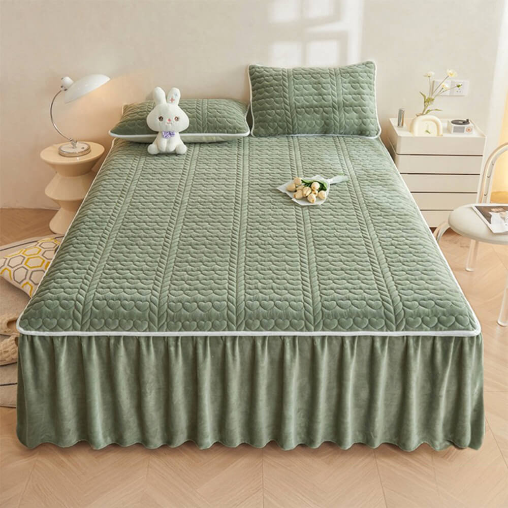 Set di Gambo Letto Trapuntato in Velluto di Latte Crema