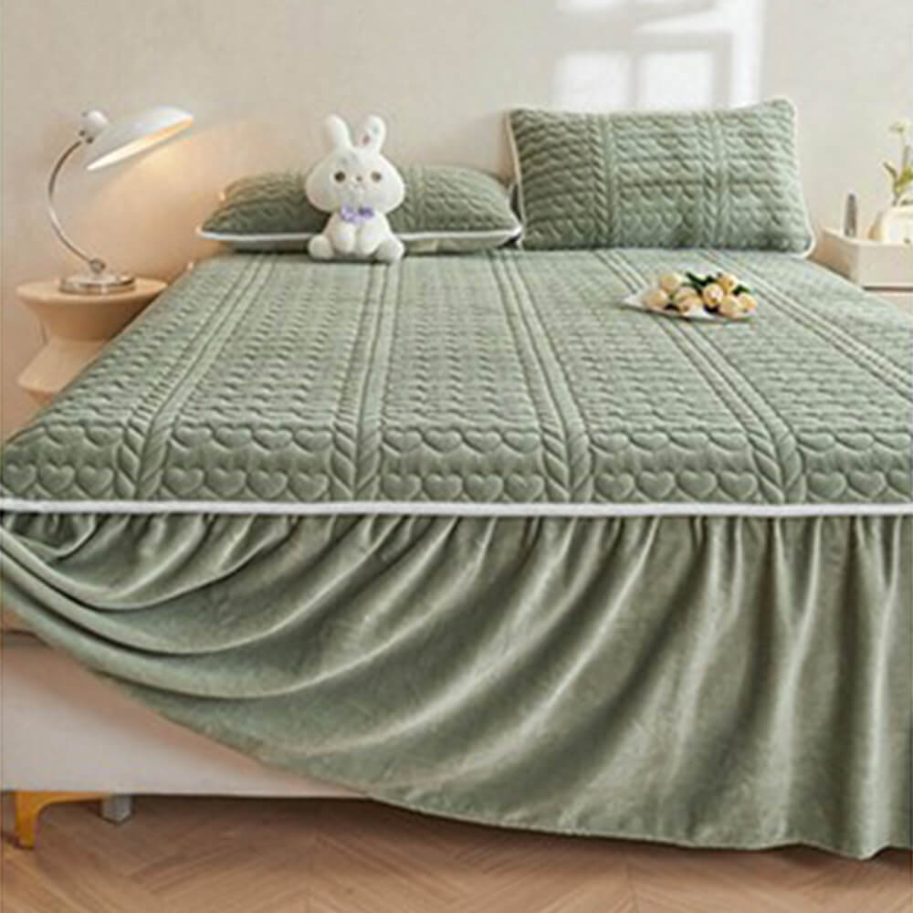 Set di Gambo Letto Trapuntato in Velluto di Latte Crema