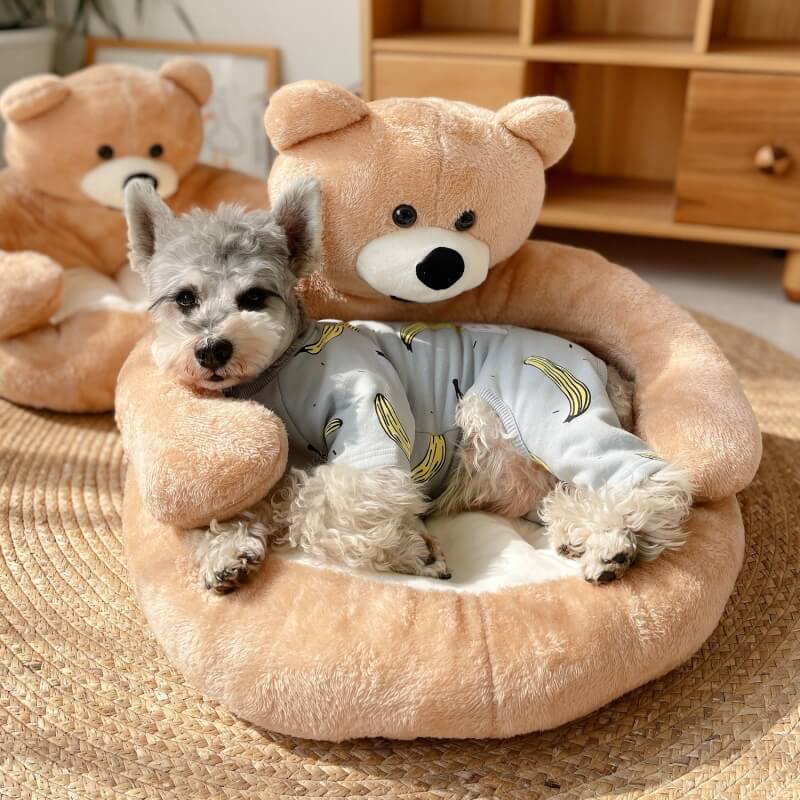 Letto per gatti a forma di orsetto, staccabile e coccoloso.