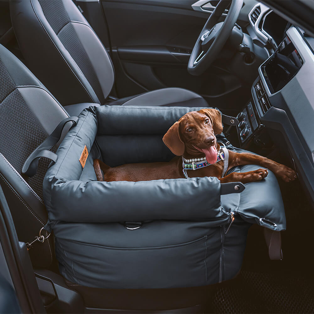 Seggiolino Auto Rialzato Deluxe per Cani in Ecopelle - Urban Voyager