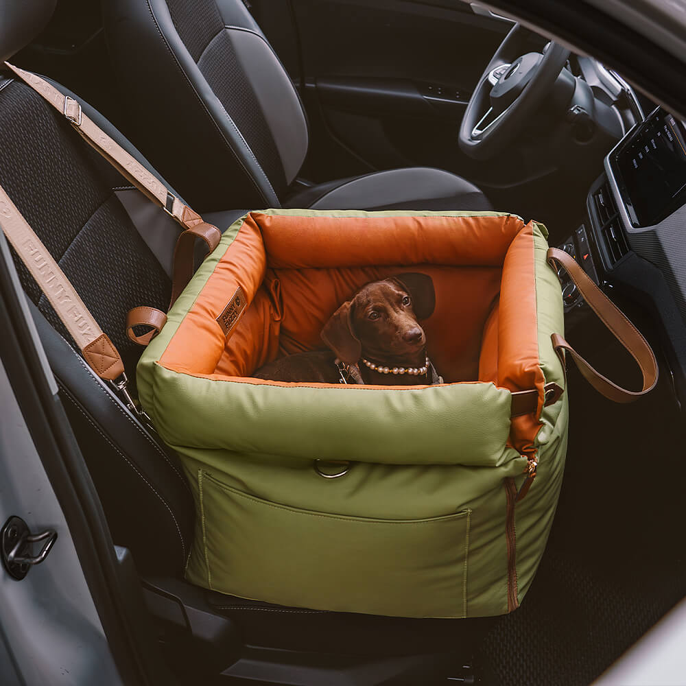 Seggiolino Auto Rialzato Deluxe per Cani in Ecopelle - Urban Voyager