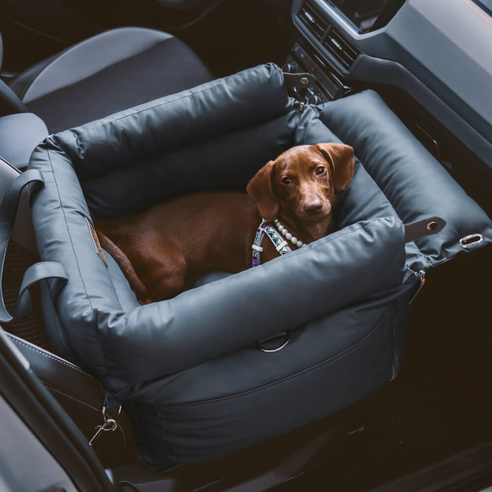 Seggiolino Auto Rialzato Deluxe per Cani in Ecopelle - Urban Voyager
