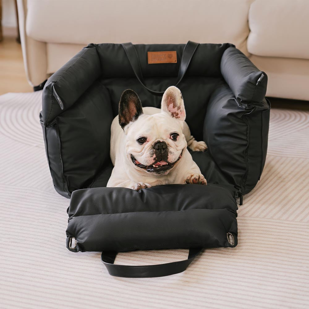 Seggiolino Auto Rialzato Deluxe per Cani in Ecopelle - Urban Voyager