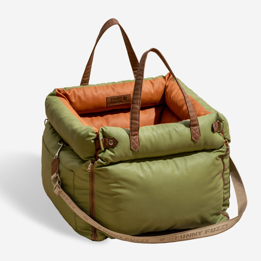 Seggiolino Auto Rialzato Deluxe per Cani in Ecopelle - Urban Voyager
