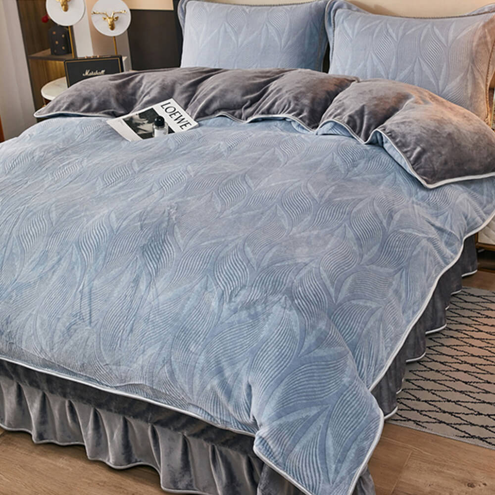 Set di Lenzuola in Velluto di Latte con Motivo Botanico Elegante