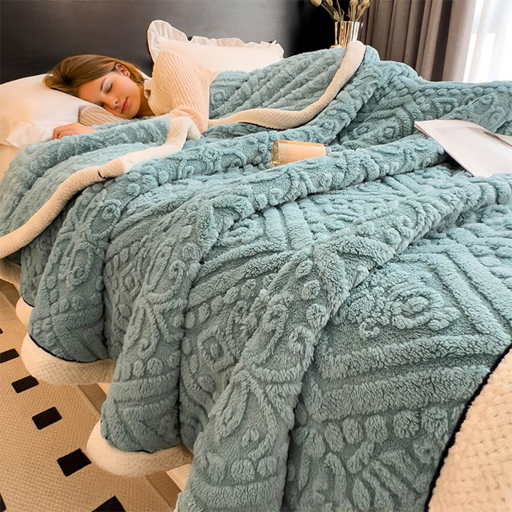 Coperta in Velluto di Latte Impresso in Stile Barocco Morbida e Soffice