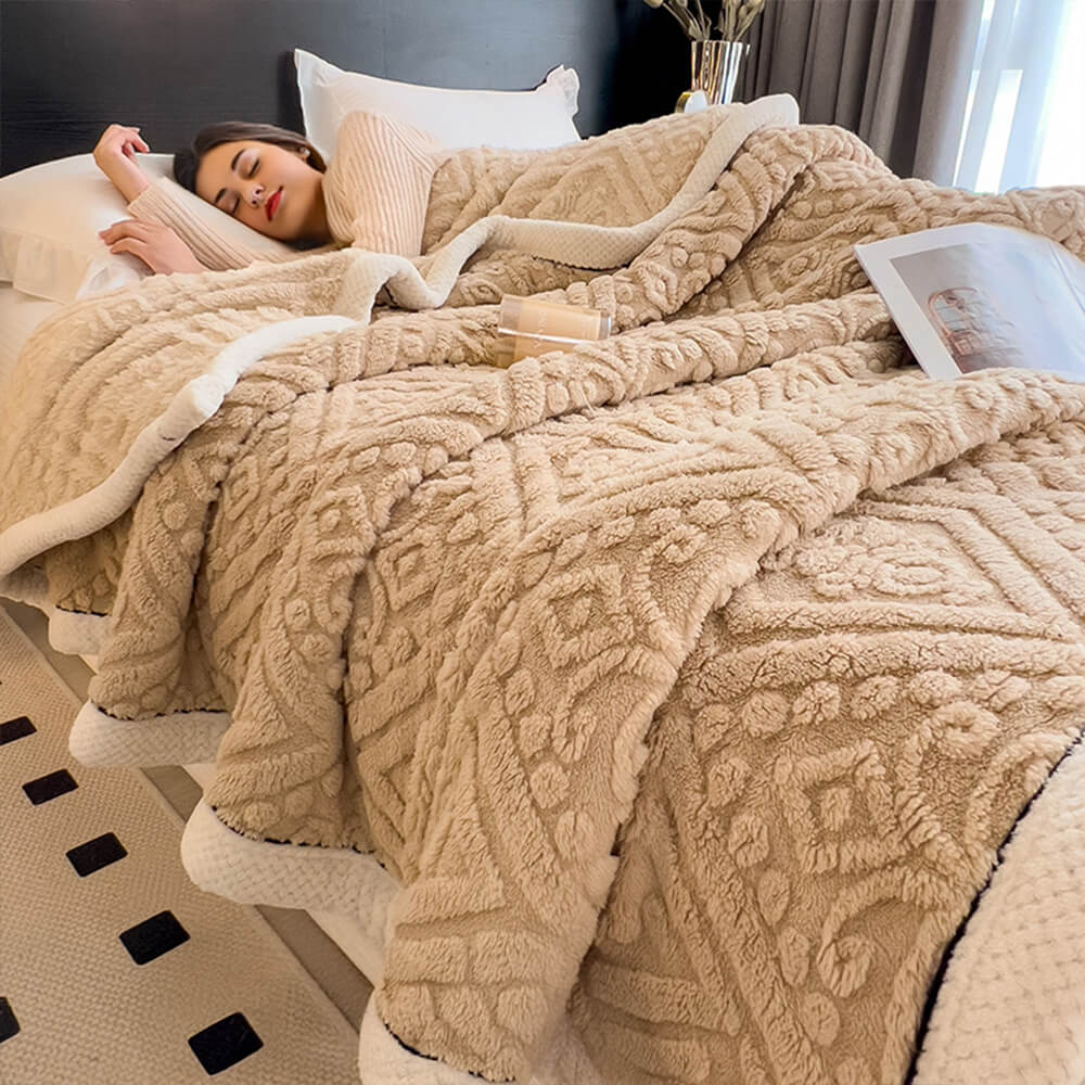 Coperta in Velluto di Latte Impresso in Stile Barocco Morbida e Soffice