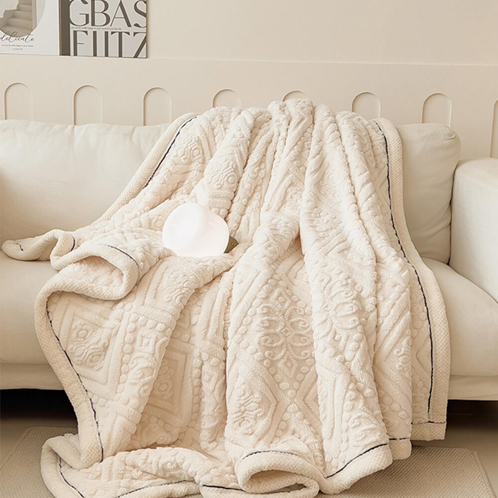 Coperta in Velluto di Latte Impresso in Stile Barocco Morbida e Soffice