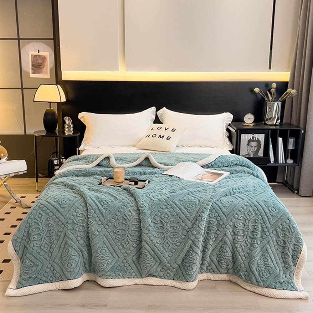 Coperta in Velluto di Latte Impresso in Stile Barocco Morbida e Soffice
