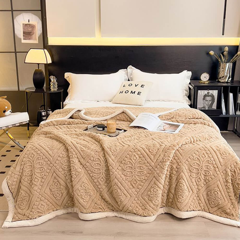 Coperta in Velluto di Latte Impresso in Stile Barocco Morbida e Soffice