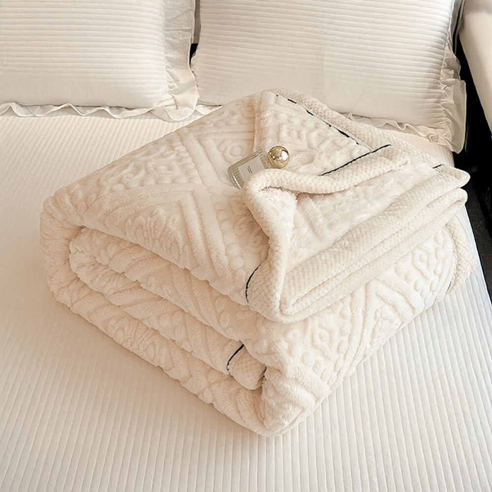 Coperta in Velluto di Latte Impresso in Stile Barocco Morbida e Soffice