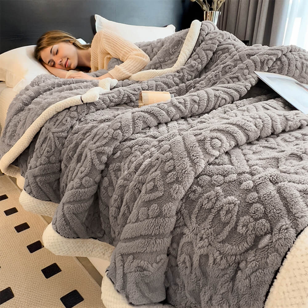 Coperta in Velluto di Latte Impresso in Stile Barocco Morbida e Soffice