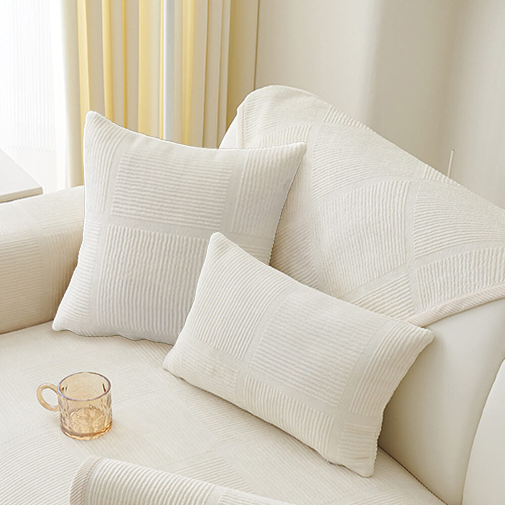 Copertura per divano quadrato in peluche a righe classiche